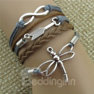 Women' s Fashion Dragonfly and Arrow Decoration Wrap Bracelet