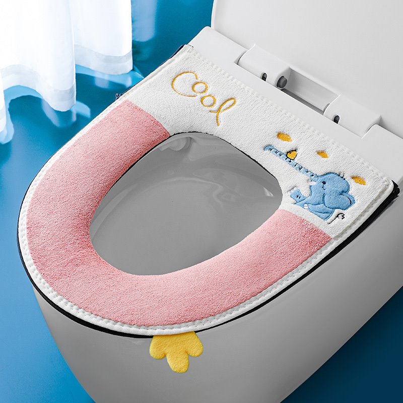 Winter Thickness Toilet Seat Covers Soft and Warm Toilet Cover with Handle and Zipper Flannel