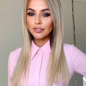 Women's Bob Style Slik Straight Blonde Color Synthetic Hair Capless 130% 22 Inches Wigs