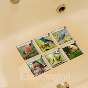 Wonderful Birds Pattern 3D Bathtub Stickers