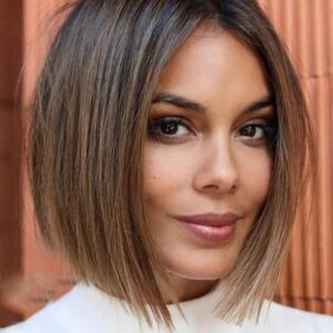 Women's Middle Part Straight Short Bob Hairstyles Natural Looking Synthetic Hair Capless Wigs 12Inch
