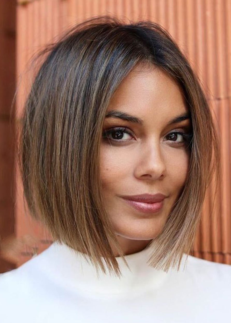 Women's Middle Part Straight Short Bob Hairstyles Natural Looking Synthetic Hair Capless Wigs 12Inch - Image 50