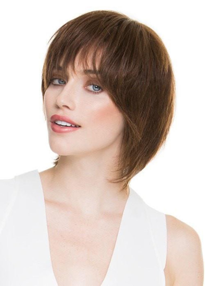Women's Short Bob Hairstyle Slik Straight Human Hair Capless 120% 10 Inches Wigs - Image 57