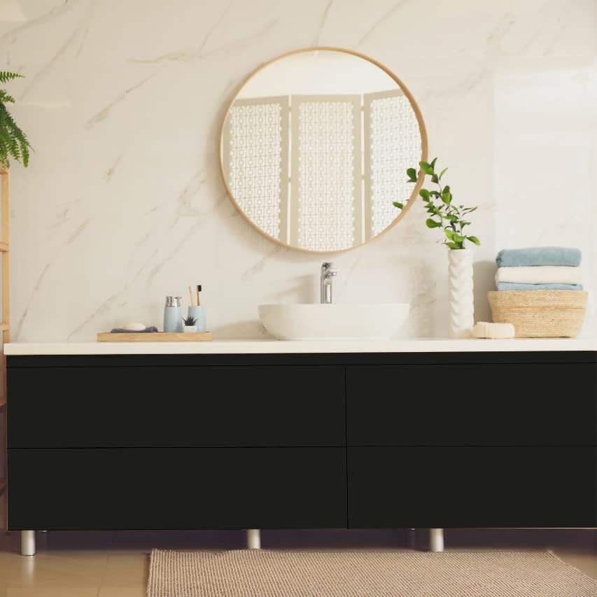 Yancorp 120" Matte Black Contact Paper Peel and Stick Wallpaper Removable Contact Paper for Cabinest Self-Adhesive Drawer Stick and Peel Countertop (16"x120", Black) - Image 2