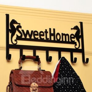 Wonderful Iron Sweet Home Drilling-Free 7-Hook Door Hooks