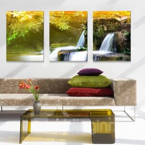 Wonderful Natural Waterfall 3-Panel Canvas Wall Art Prints