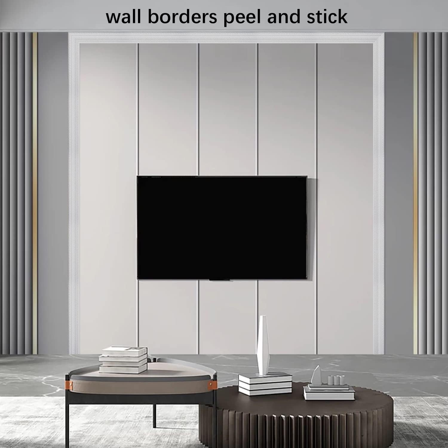 Yutianli Crown Molding Peel and Stick Wallpaper Border Flexible Wall Base Moulding Trim Self Adhesive Vinyl Baseboard White Foam Wall molding 3D Mirror Border (2PCS-178, White) - Image 3