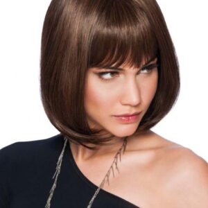 Women's Short Bob Bangs Hairstyles Straight Bob Synthetic Hair Capless 10 Inches 130% Wigs