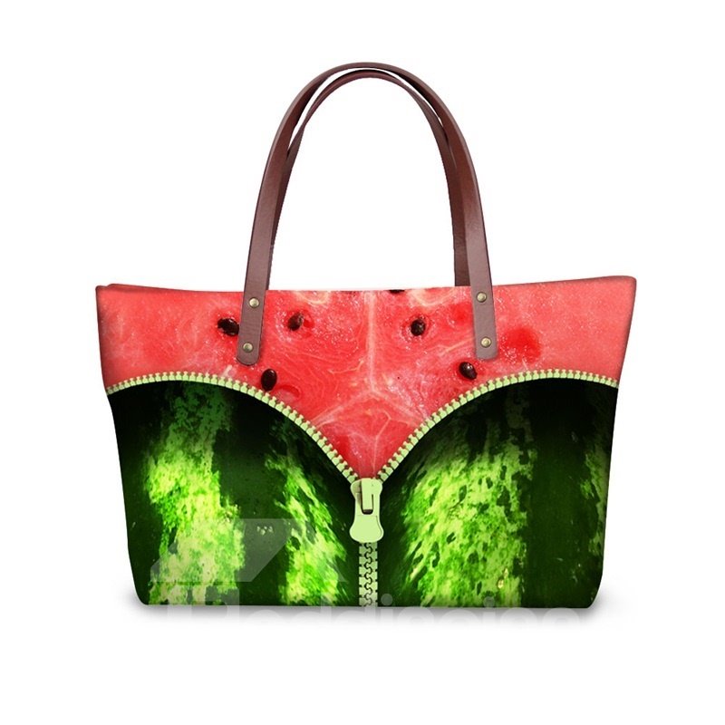 Zipper in Watermelon Waterproof Sturdy 3D Printed for Women Girls Shoulder HandBags