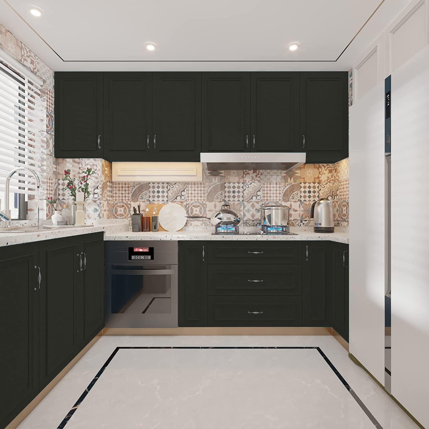 Yancorp 120" Matte Black Contact Paper Peel and Stick Wallpaper Removable Contact Paper for Cabinest Self-Adhesive Drawer Stick and Peel Countertop (16"x120", Black) - Image 3