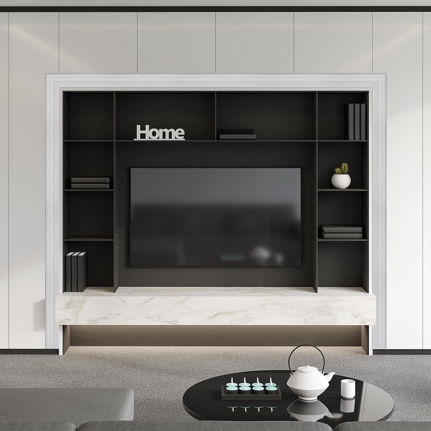 YLL YLL Crown Molding Peel and Stick 3D Wall Edging Foam Baseboard Self Adhesive Wallpaper Border Flexible Base Moulding Trim Mirror Border Wall Lines (White 1PCS-89) - Image 3