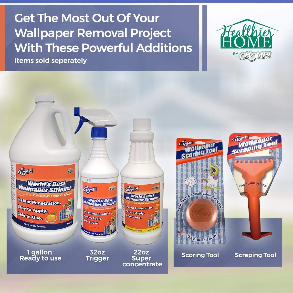 WP Chomp World’s Best Wallpaper Stripper: and Sticky Paste Remover, Citrus Scent 32oz.trigger - Image 2