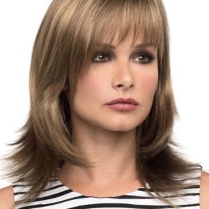 Women's Medium Shaggy Layered Straight Synthetic Hair Wigs With Bangs Capless 130% 16 Inches Wigs