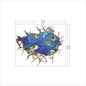 Wonderful Sea World Deep Sea Fish Floor Sticker Removable 3D Wall Sticker
