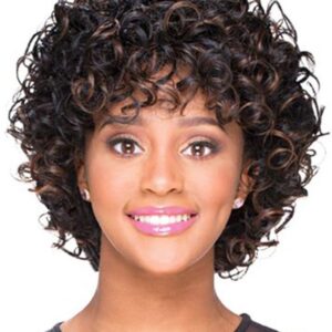 Women's Short Fluffy Afro Wigs Synthetic Hair Capless Wigs For Party 14inch