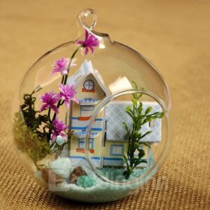 Wonderful DIY Glass Ball Miniature Dollhouse Coastal Villa Desktop Decoration
