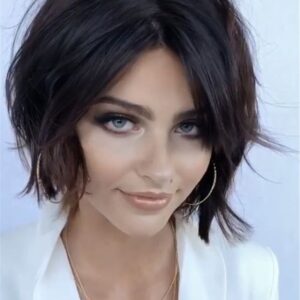 Women's Pixie Bob Wavy Human Hair Capless 120% 14 Inches Wigs