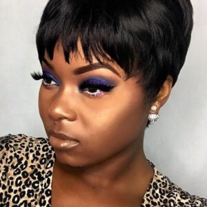 Women's Short Pixie Cut Hairstyles Straight Human Hair Capless Wigs 6Inch