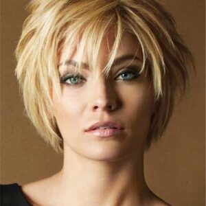 Women's Short Layered Hairstyle Human Hair Lace Front Wigs 10 Inches
