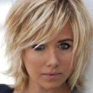 Women's Short Layered Hairstyles Straight Synthetic Hair Wigs With Bangs Capless Wigs 12 Inches