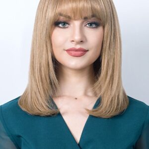 Women's Medium Bob Hairstyles Straight Human Hair Capless Wigs 16Inch