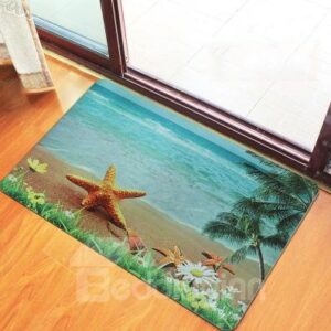 Wonderful Starfish and Seaside Scenery Pattern Non-Woven Fabric 3D Doormat