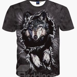 Wolf Black Unisex Short Sleeve Crewneck 3D Pattern T-Shirt